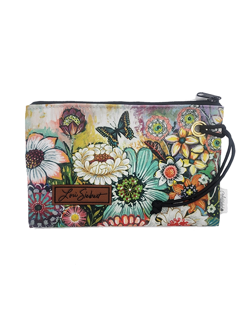 Lori Siebert "Blooms and Butterflies" Zippered Wristlet (PRE-ORDER for 8/25/23)