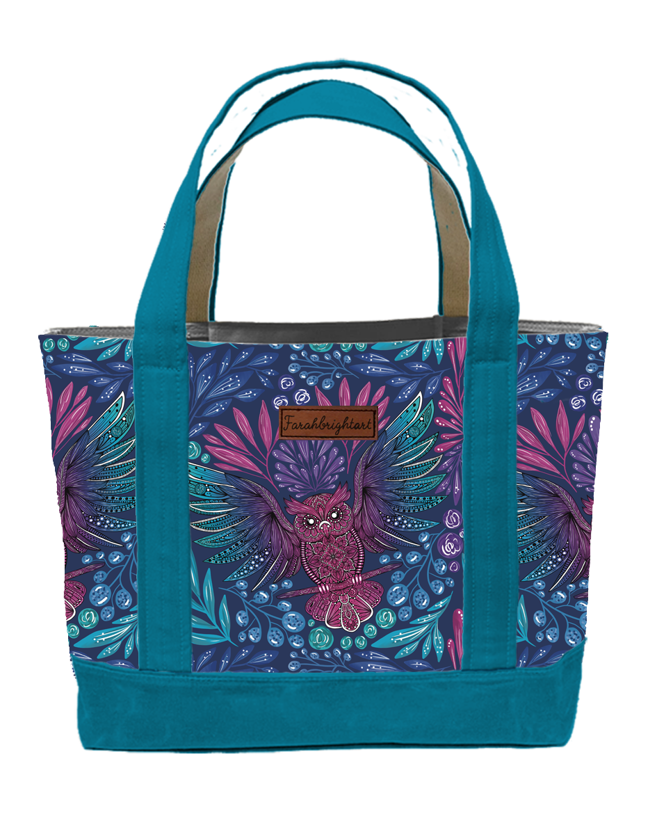 Farahbrightart "Flying Owl" Large Tote Bag (PRE-ORDER for 8/23/24)