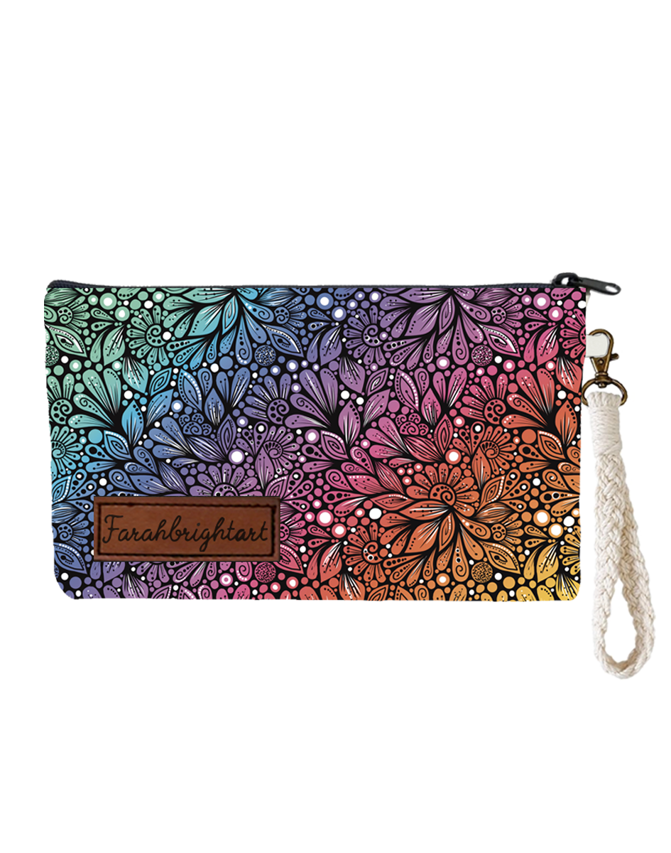 Farahbrightart "Rainbow Zentangle" Zippered Wristlet (PRE-ORDER for 8/23/24)