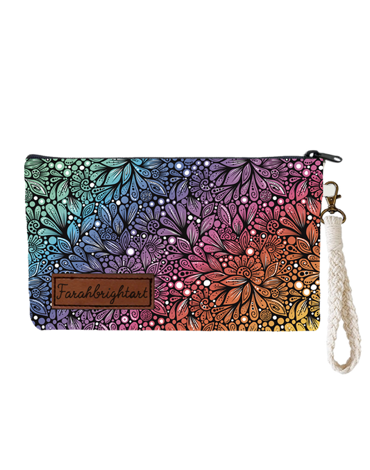 Farahbrightart "Rainbow Zentangle" Zippered Wristlet (PRE-ORDER for 8/23/24)