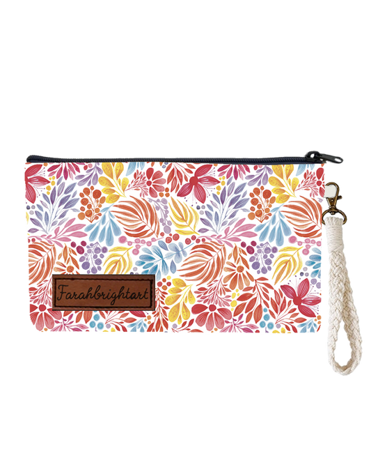 Farahbrightart "Watercolor Plants" Zippered Wristlet (PRE-ORDER for 8/23/24)